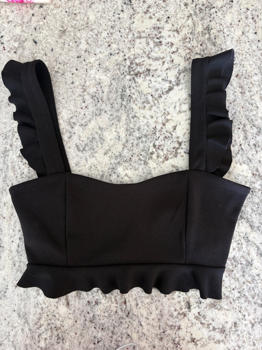 Zara Black Ruffle Strap Crop Top